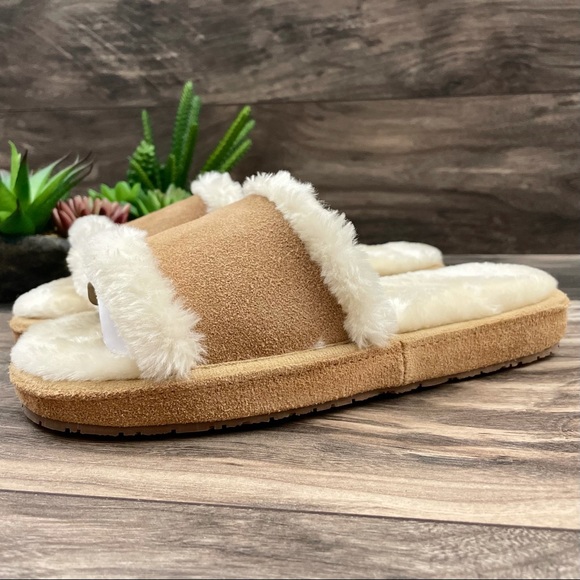 ❌SOLD❌NIB Minnetonka Sunflower Faux Fur Suede Slipper - Picture 4 of 12